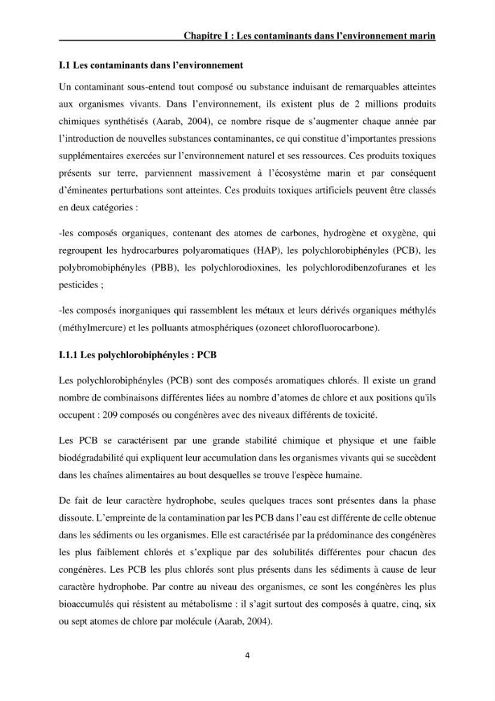 Impact de la pollution sur quelques espèces sédentaires marines