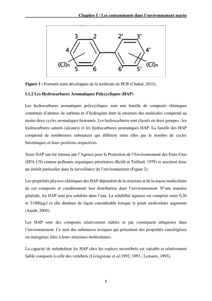 Impact de la pollution sur quelques espèces sédentaires marines