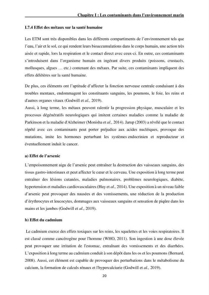 Impact de la pollution sur quelques espèces sédentaires marines
