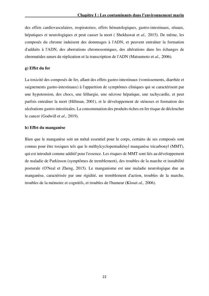 Impact de la pollution sur quelques espèces sédentaires marines