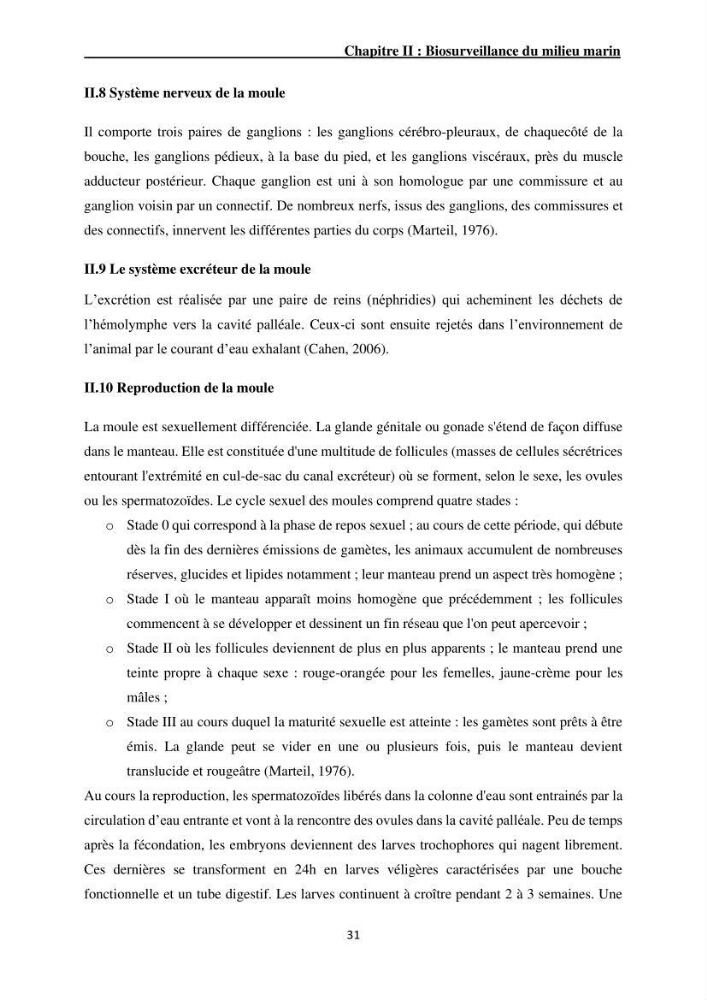 Impact de la pollution sur quelques espèces sédentaires marines