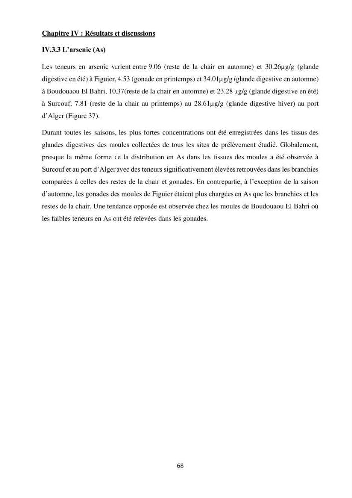 Impact de la pollution sur quelques espèces sédentaires marines