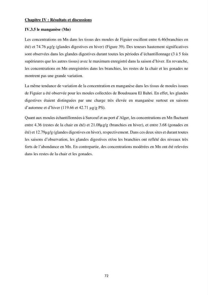 Impact de la pollution sur quelques espèces sédentaires marines