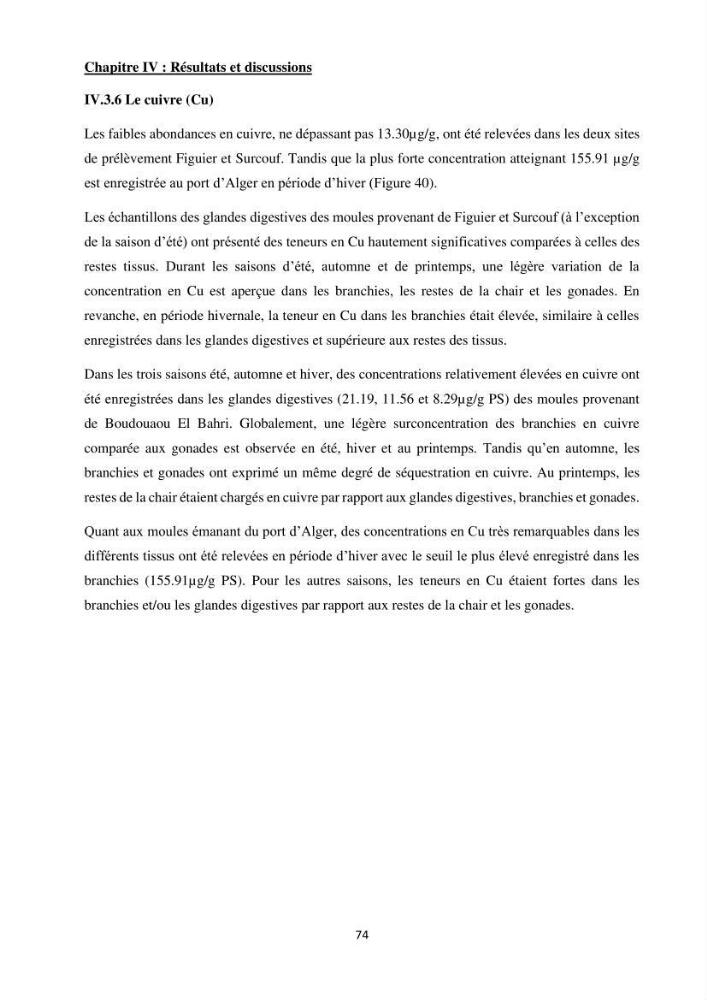 Impact de la pollution sur quelques espèces sédentaires marines