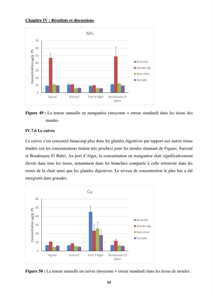Impact de la pollution sur quelques espèces sédentaires marines