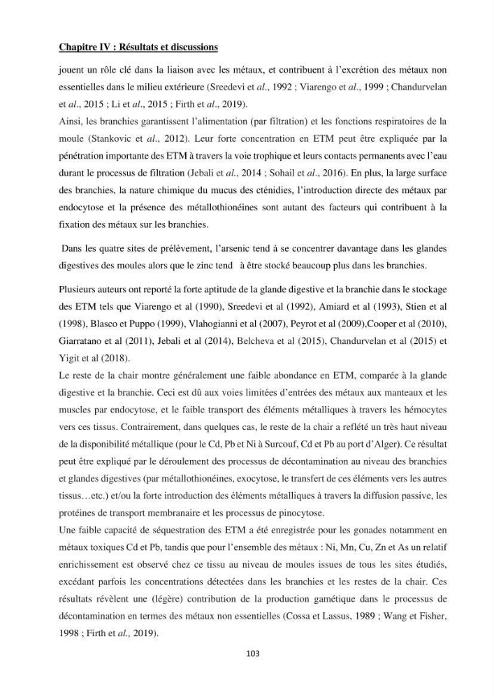 Impact de la pollution sur quelques espèces sédentaires marines