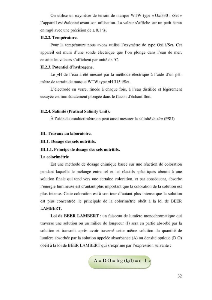 Qualité physico-chimique, sels nutritifs et bactériologique dans la baie de Bou-Ismail et le port de Bou-Haroun
