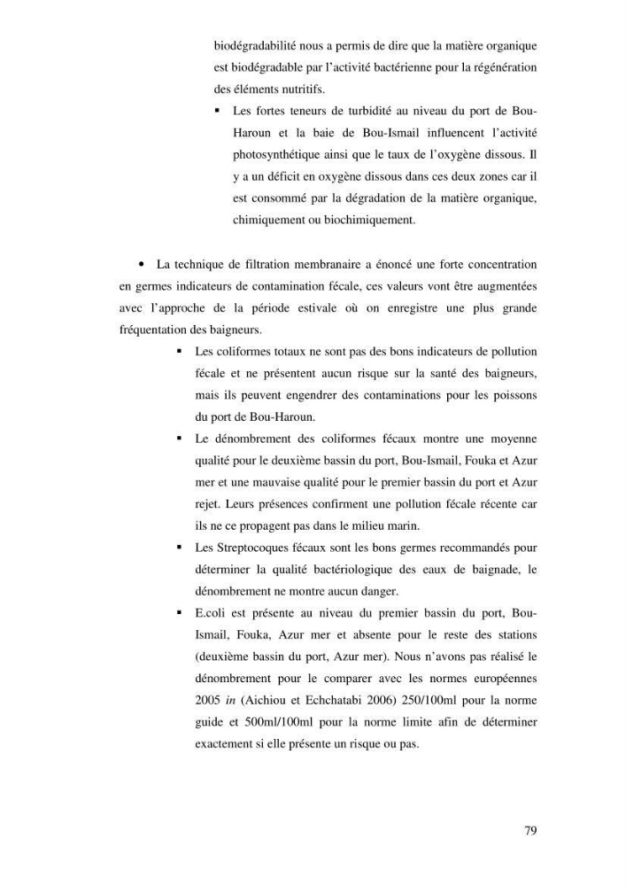 Qualité physico-chimique, sels nutritifs et bactériologique dans la baie de Bou-Ismail et le port de Bou-Haroun