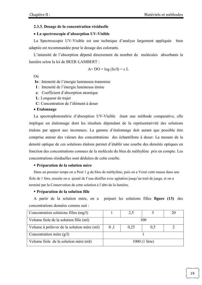 Décoloration de l\'eau par adsorption sur la diatomite