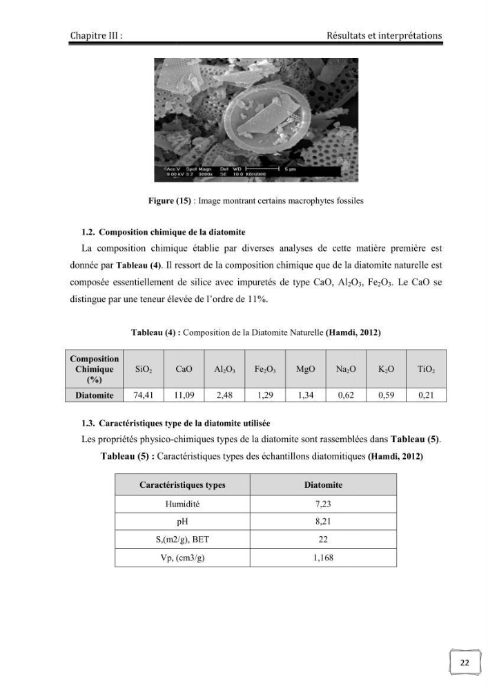 Décoloration de l\'eau par adsorption sur la diatomite
