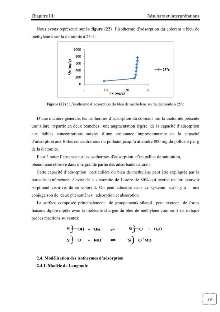 Décoloration de l\'eau par adsorption sur la diatomite