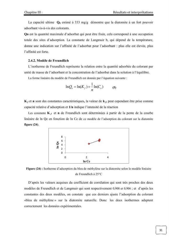 Décoloration de l\'eau par adsorption sur la diatomite