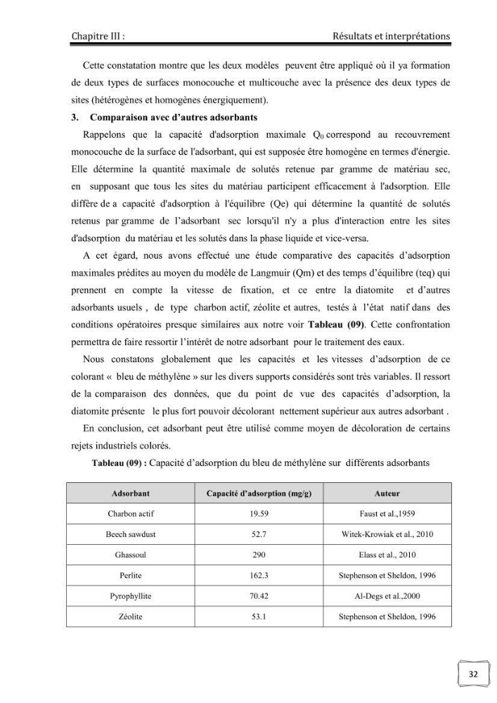 Décoloration de l\'eau par adsorption sur la diatomite