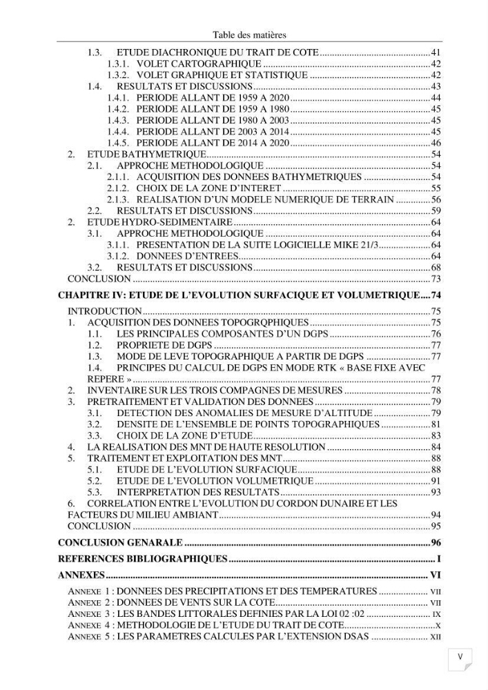 Etude de l\'évolution surfaçique et volumétrique du cordon dunaire d\'El Kadous ( commune de Heraoua):