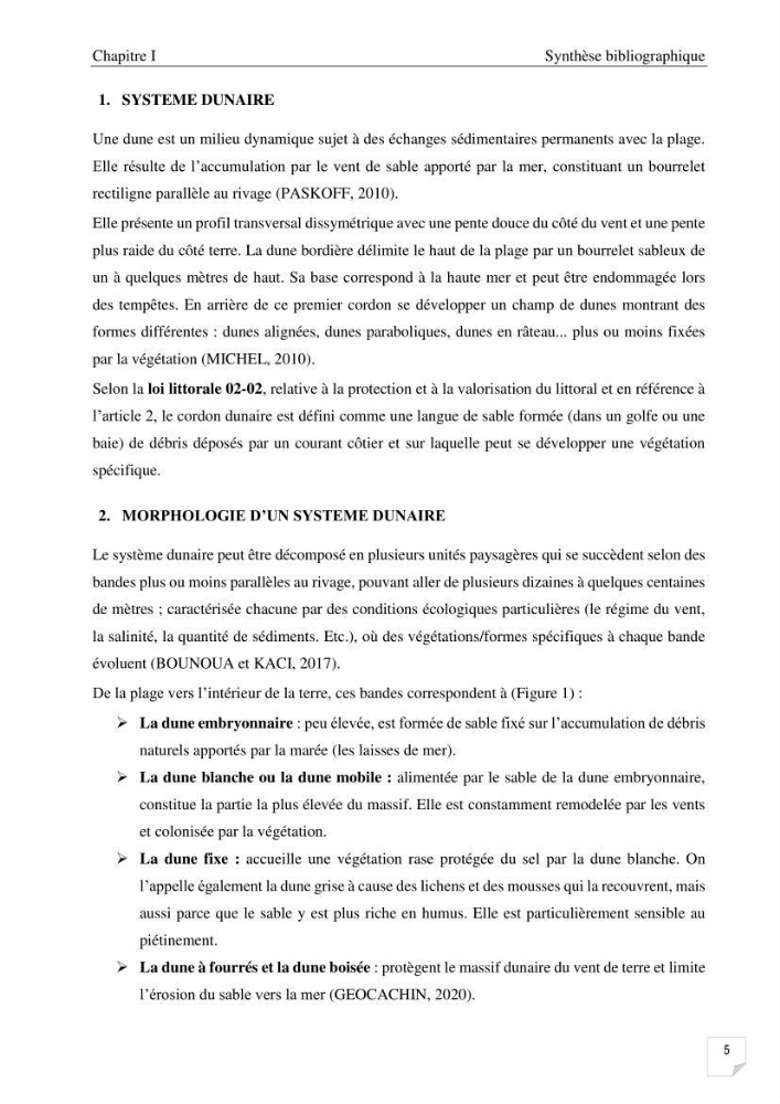 Etude de l\'évolution surfaçique et volumétrique du cordon dunaire d\'El Kadous ( commune de Heraoua):
