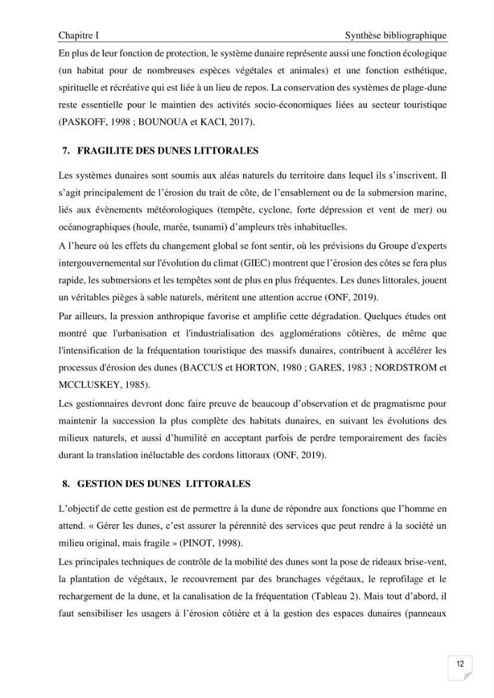 Etude de l\'évolution surfaçique et volumétrique du cordon dunaire d\'El Kadous ( commune de Heraoua):