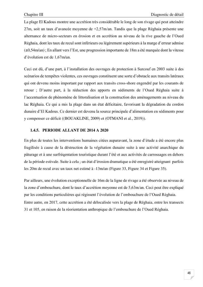 Etude de l\'évolution surfaçique et volumétrique du cordon dunaire d\'El Kadous ( commune de Heraoua):