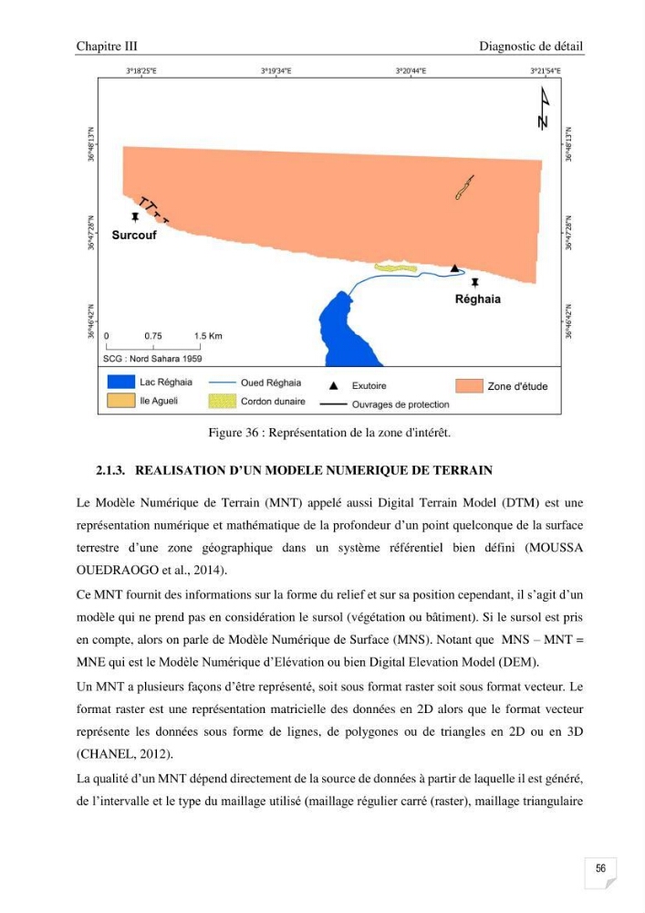 Etude de l\'évolution surfaçique et volumétrique du cordon dunaire d\'El Kadous ( commune de Heraoua):