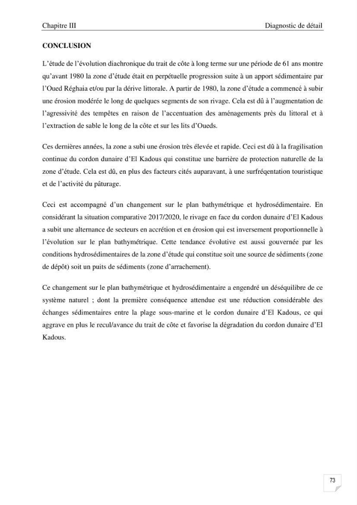 Etude de l\'évolution surfaçique et volumétrique du cordon dunaire d\'El Kadous ( commune de Heraoua):