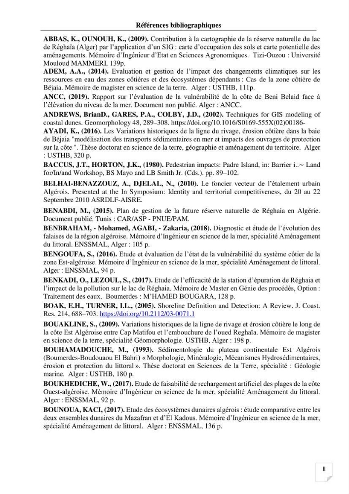 Etude de l\'évolution surfaçique et volumétrique du cordon dunaire d\'El Kadous ( commune de Heraoua):