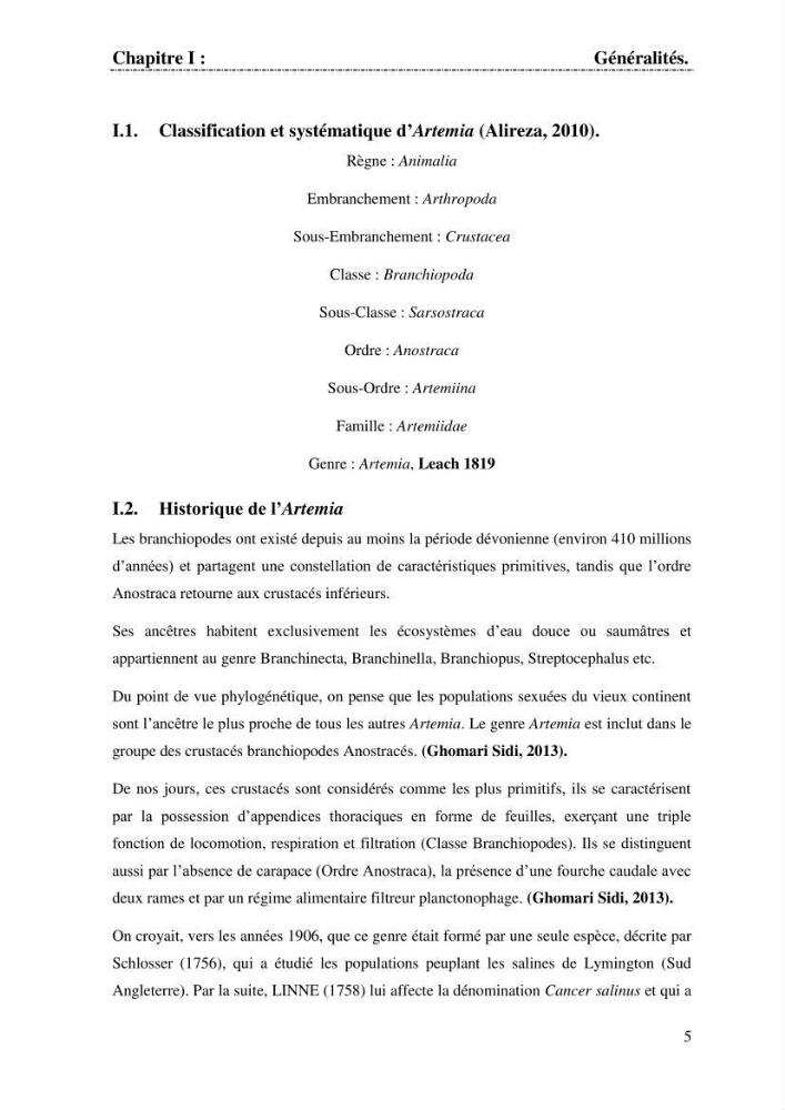 Determination d\'une partie de la flore bactérienne associee aux cystes d\'ARTEMIA (Leach 1819):