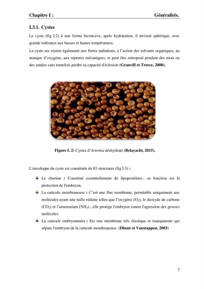Determination d\'une partie de la flore bactérienne associee aux cystes d\'ARTEMIA (Leach 1819):