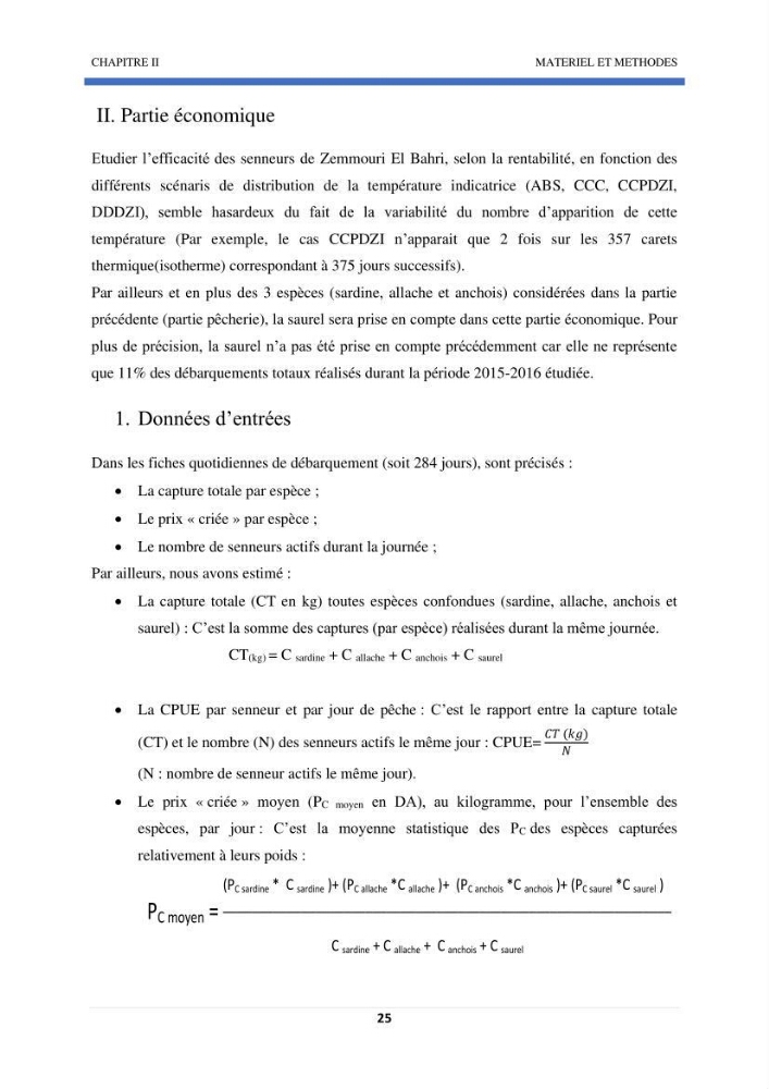 Approche sur l’impact de la température de surface sur l’efficacité Approche sur l’impact de la température de surface sur l’efficacité de la flottille sardinière de Zemmouri (Willaya de Boumerdes):