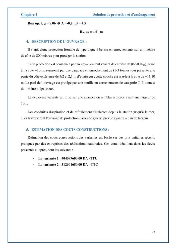 Etude de protection de la frange littorale de projet de la nouvelle station de dessalement de Fouka marine wilaya de Tipaza