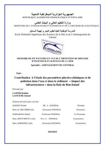 Contribution à l'étude des paramètres physico-chimiques et de pollution dans l'eau et dans le sédiment Contribution à l'étude des paramètres physico-chimiques et de pollution dans l'eau et dans le sédiment