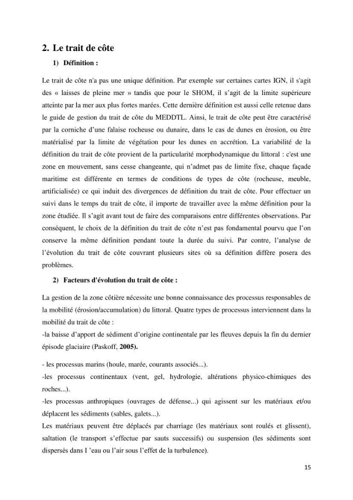 Evolution du trait de côte au niveau de la baie de Bouismail : recours a l\'image satellite et système d\'inforamation géographique
