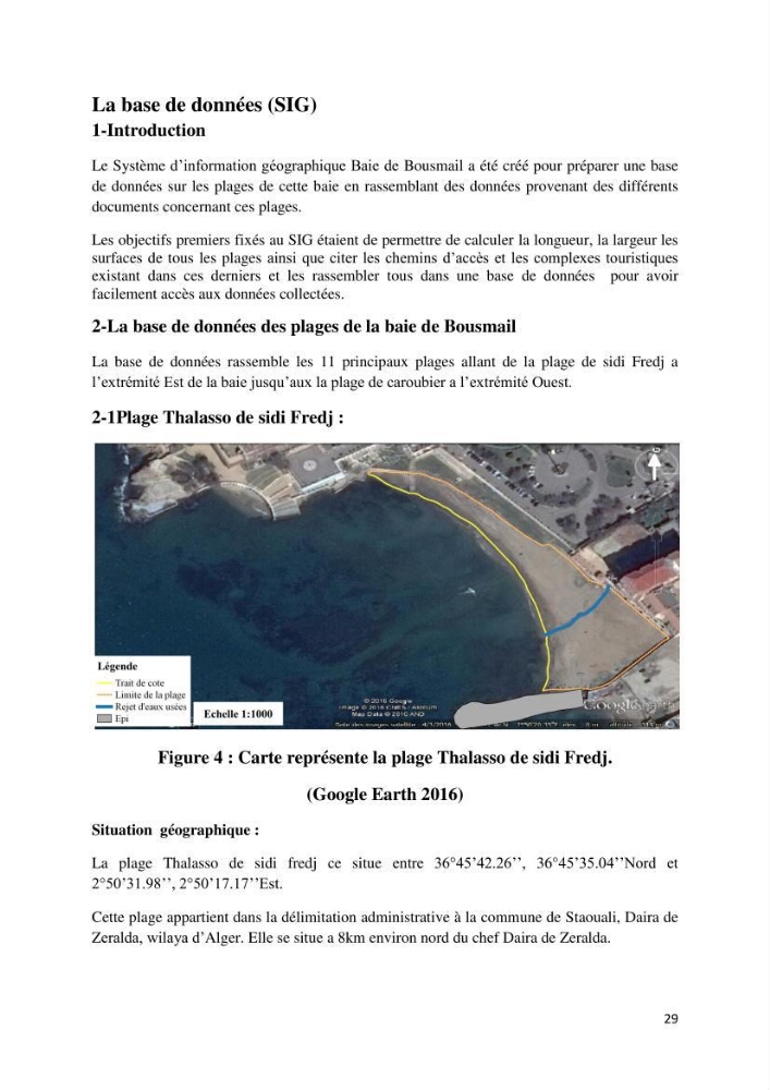 Evolution du trait de côte au niveau de la baie de Bouismail : recours a l\'image satellite et système d\'inforamation géographique