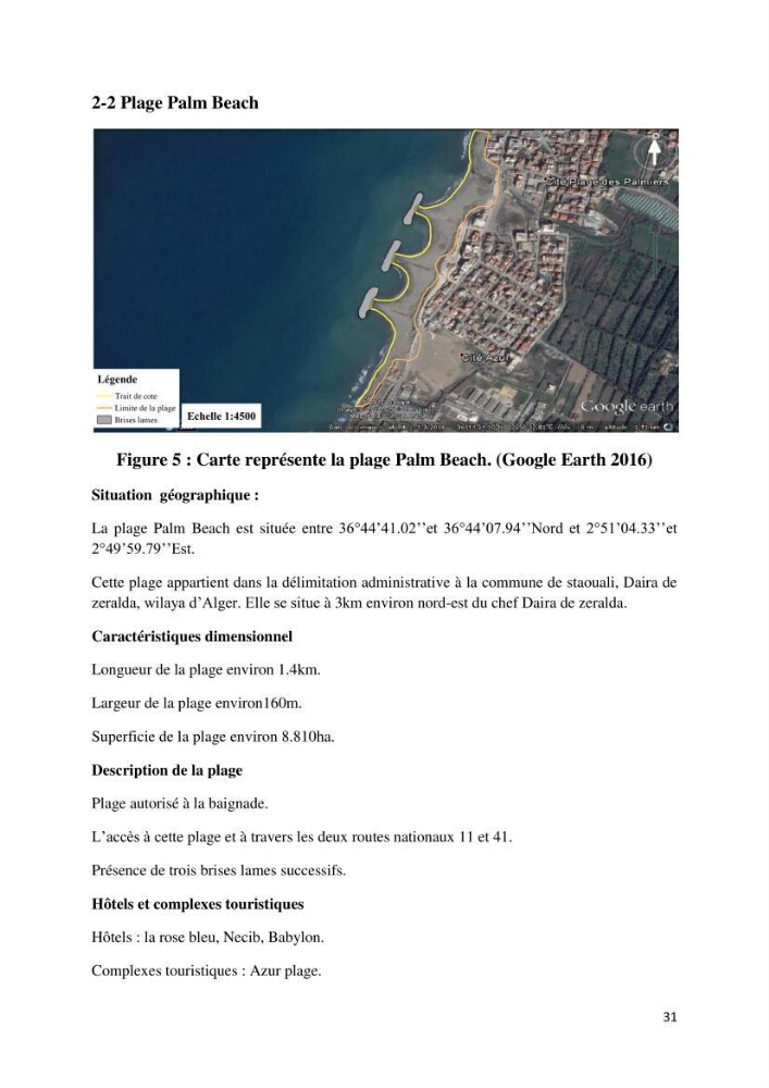 Evolution du trait de côte au niveau de la baie de Bouismail : recours a l\'image satellite et système d\'inforamation géographique