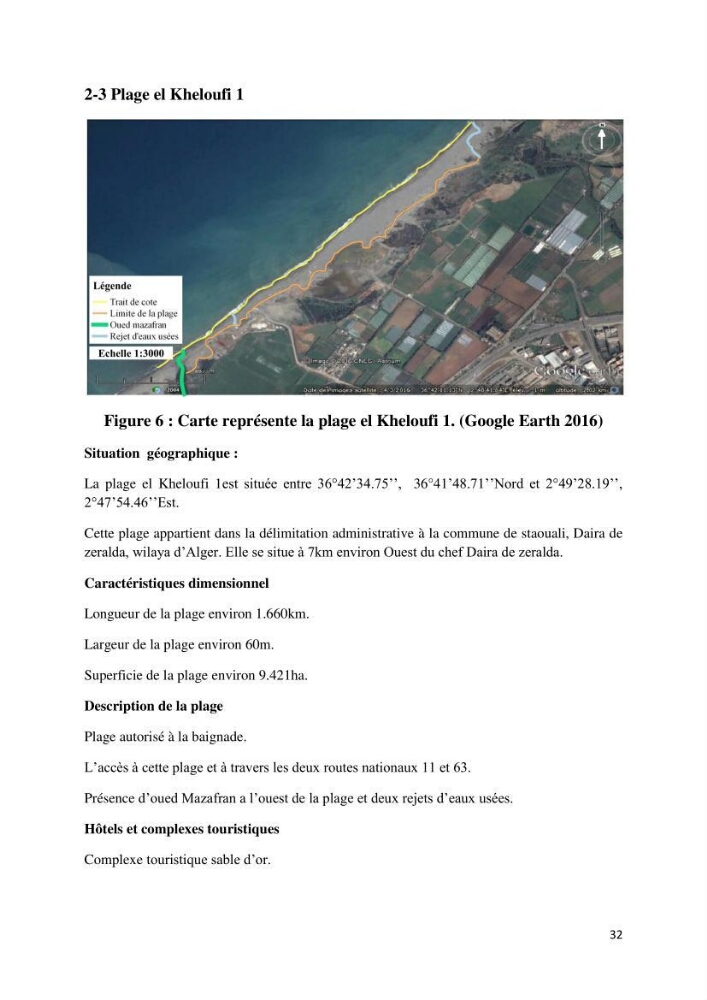 Evolution du trait de côte au niveau de la baie de Bouismail : recours a l\'image satellite et système d\'inforamation géographique