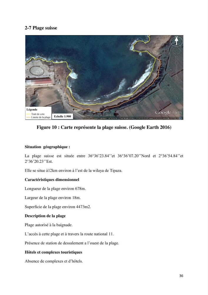 Evolution du trait de côte au niveau de la baie de Bouismail : recours a l\'image satellite et système d\'inforamation géographique