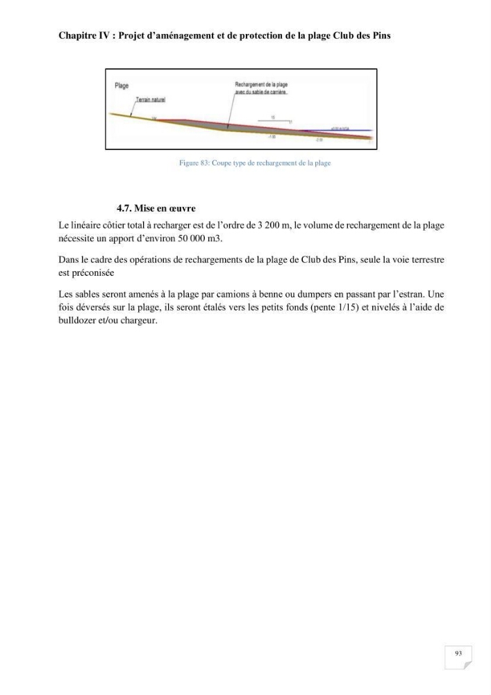 Protection de la plage Club des pins par les géotubes Et l’élargissement de la plage par les stabiplages