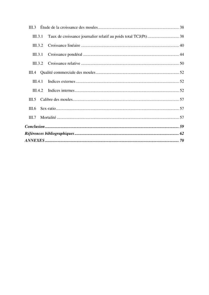 Etude des performances de croissance d\'un élevage myliticole mytilus galloprovincialis ( Lamarck,1819) Ain Taya (Alger):