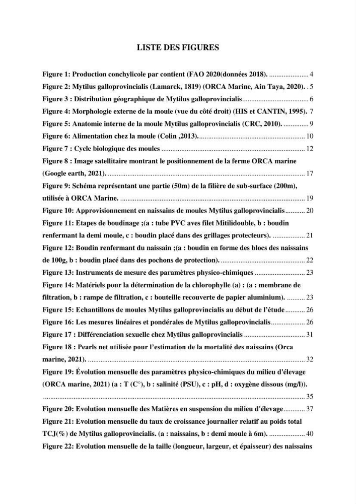 Etude des performances de croissance d\'un élevage myliticole mytilus galloprovincialis ( Lamarck,1819) Ain Taya (Alger):