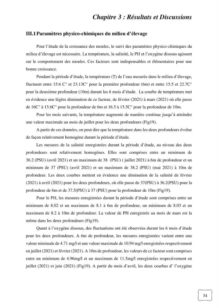 Etude des performances de croissance d\'un élevage myliticole mytilus galloprovincialis ( Lamarck,1819) Ain Taya (Alger):