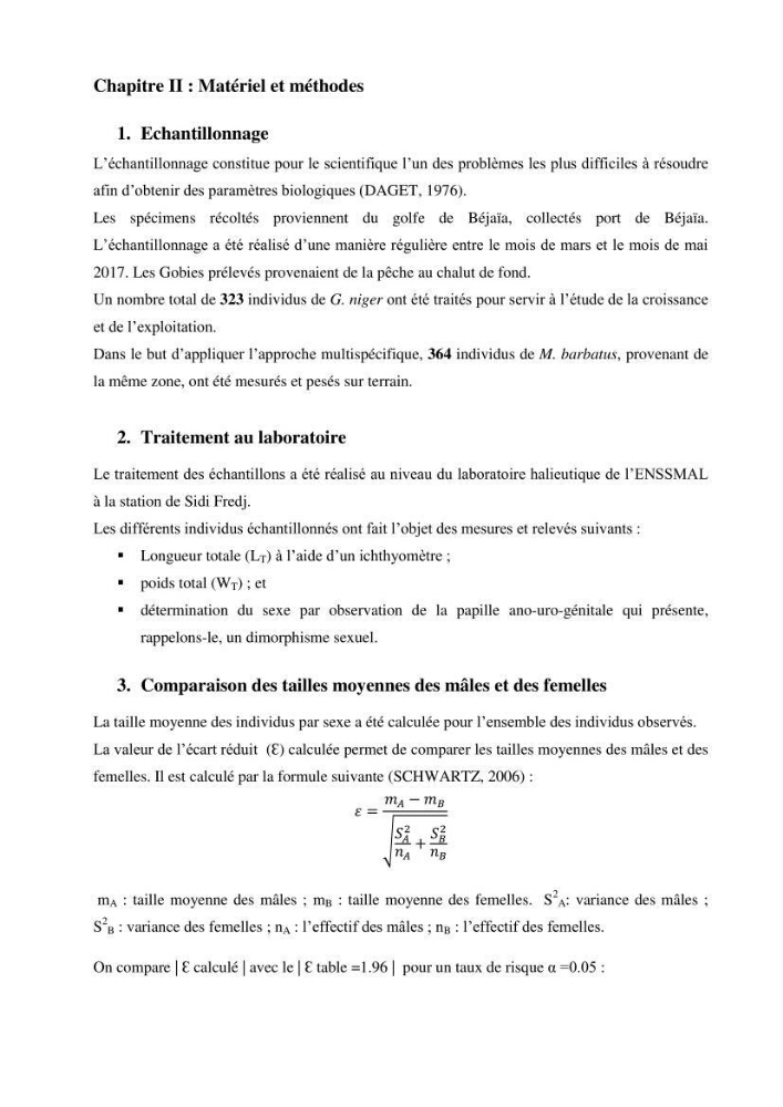 Contribution à l’étude de la croissance et de l’exploitation du gobie noir Gobius niger L., 1758 (Actinopterygii, Perciformes) du golfe de Béjaïa