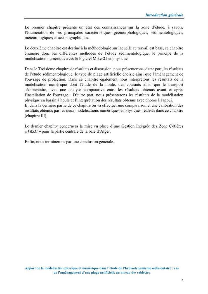 Apport de la modélisation physique et numérique dans l’étude de l’hydrodynamisme sédimentaire : cas de l’aménagement d’une plage artificielle au niveau des Sablettes