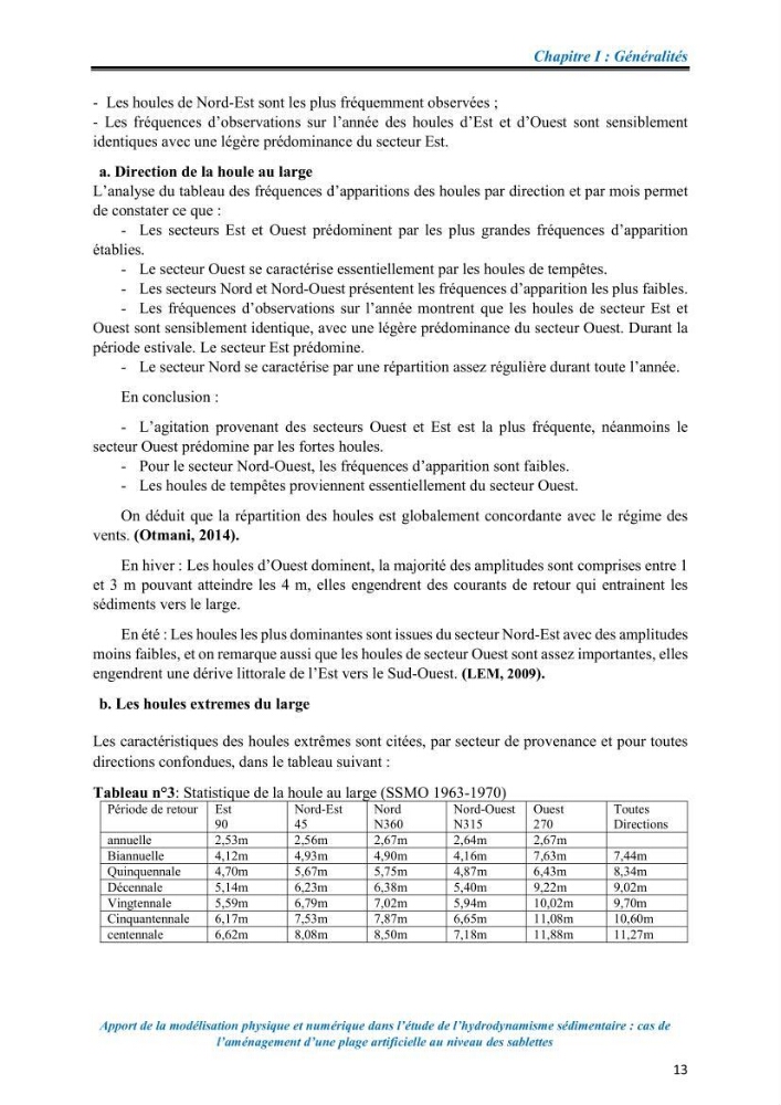 Apport de la modélisation physique et numérique dans l’étude de l’hydrodynamisme sédimentaire : cas de l’aménagement d’une plage artificielle au niveau des Sablettes