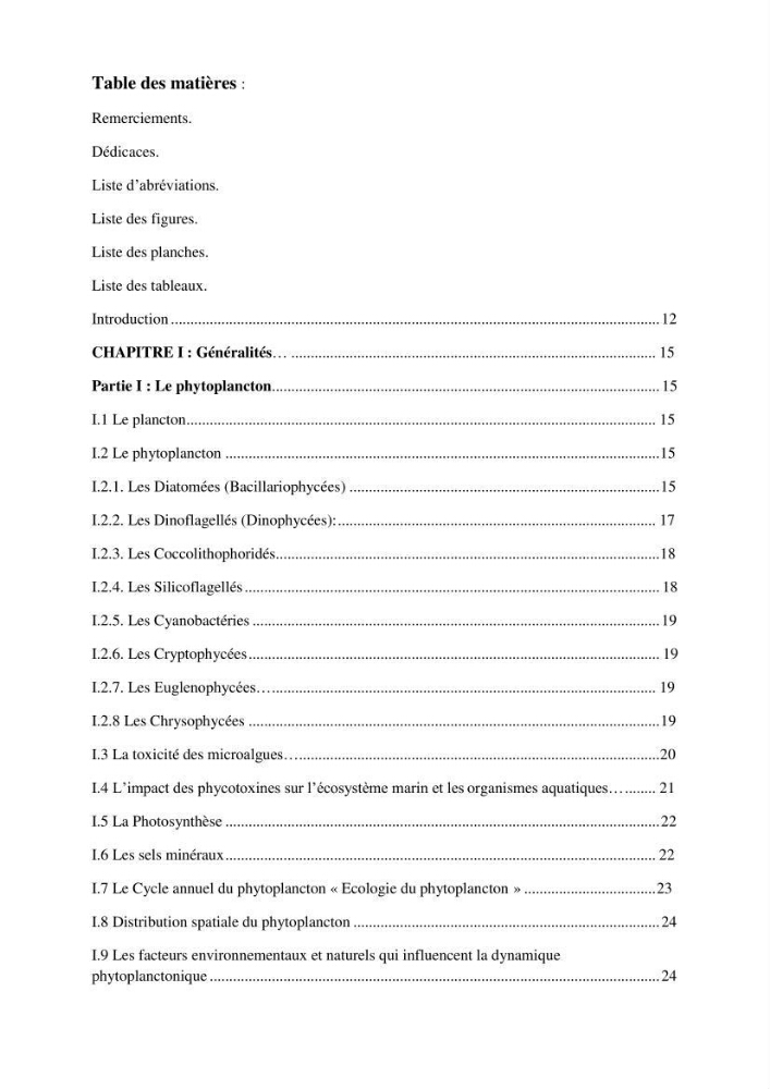 Dynamique et diversité du peuplement phytoplanctonique de la baie de Bou-Ismail.