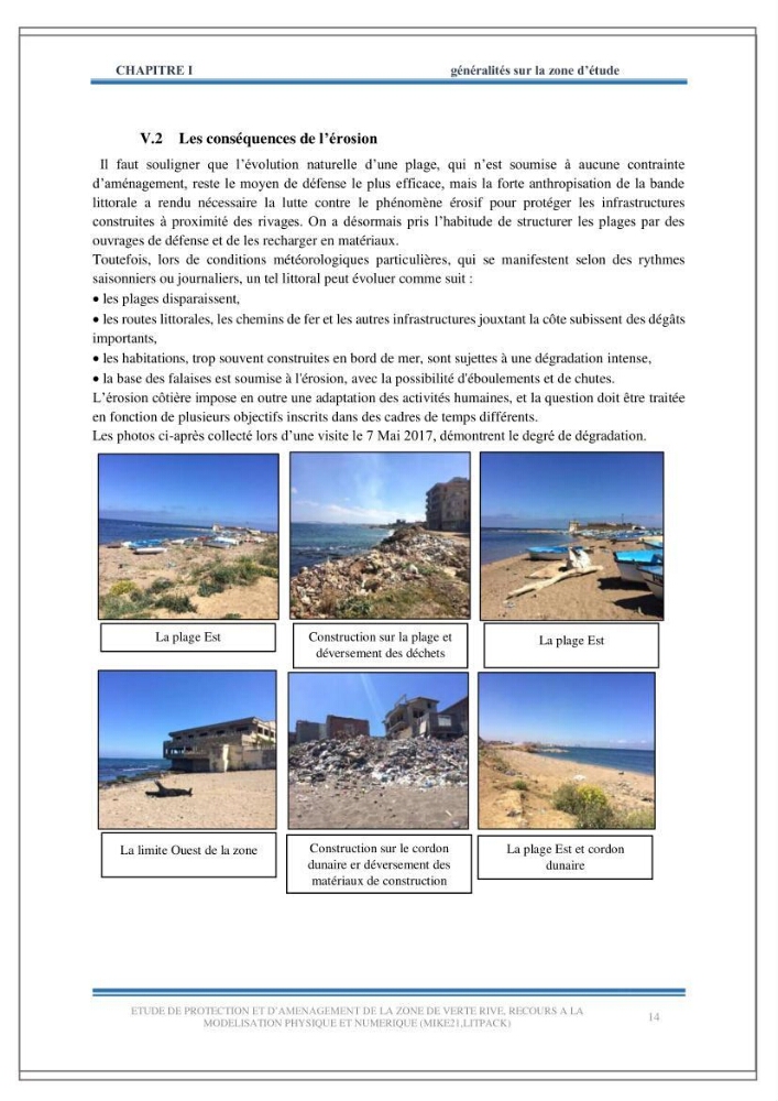 Etude de protection et d\'aménagement de la zone de Verte Rive-Bordj El Kiffan