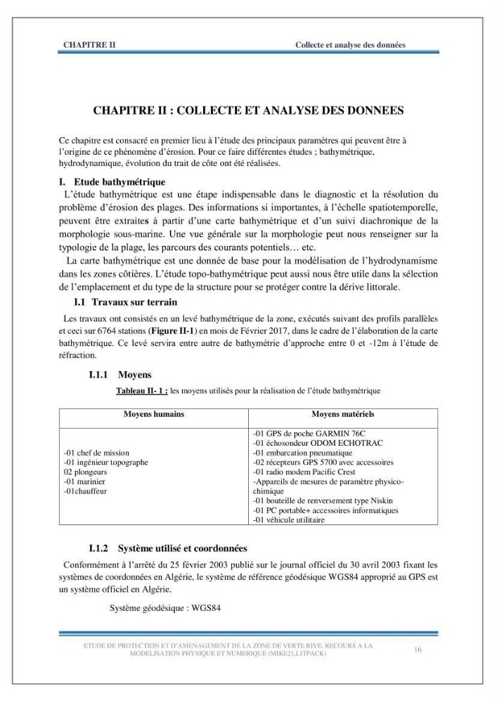 Etude de protection et d\'aménagement de la zone de Verte Rive-Bordj El Kiffan