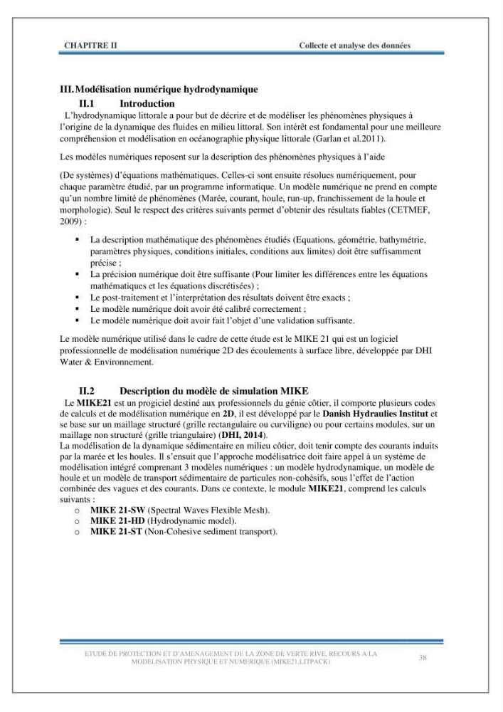 Etude de protection et d\'aménagement de la zone de Verte Rive-Bordj El Kiffan