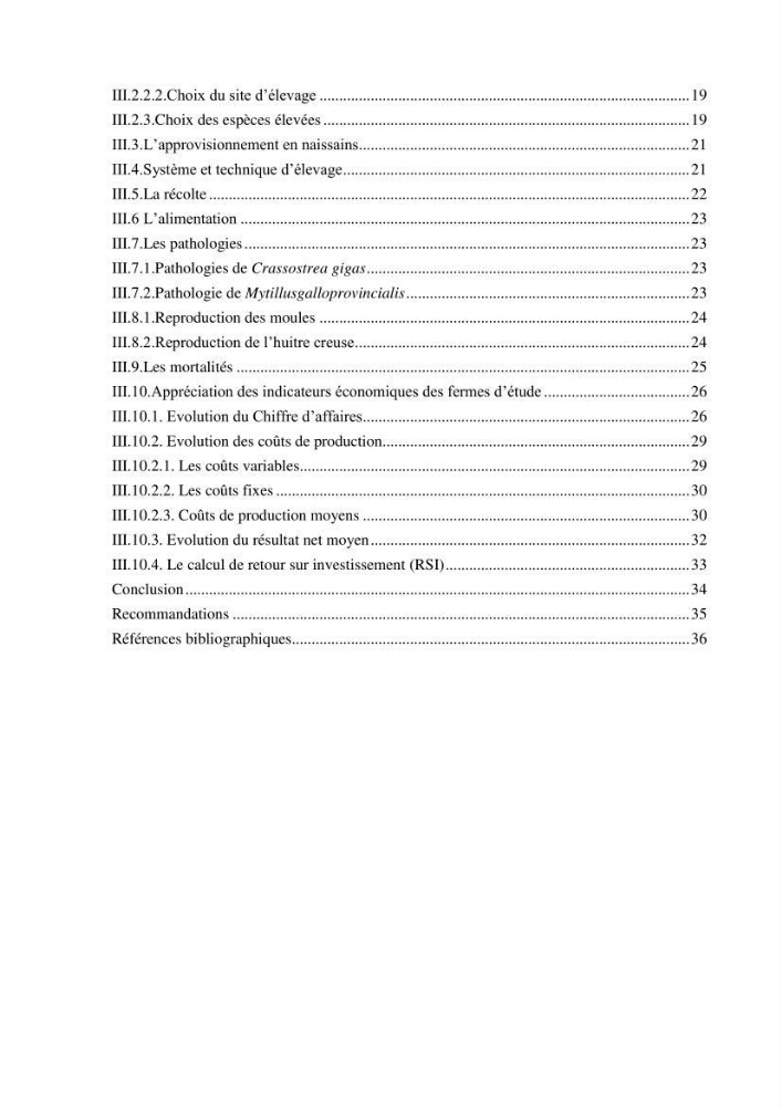 Etude des performances économiques des fermes aquacoles conchylicoles en Algérie: