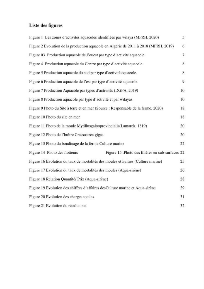Etude des performances économiques des fermes aquacoles conchylicoles en Algérie: