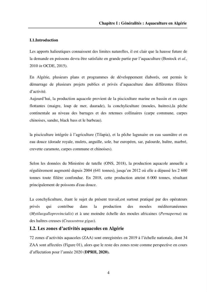 Etude des performances économiques des fermes aquacoles conchylicoles en Algérie: