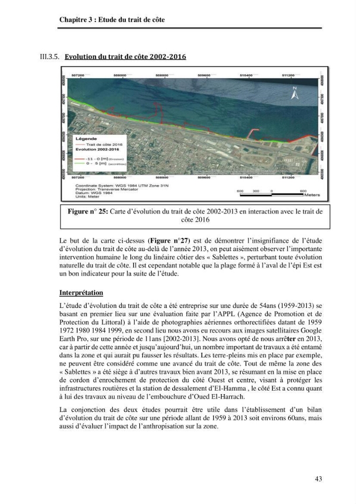 Aménagement de la promenade de la Baie d\'Alger: étude sur modèle reduit physique du transpot sedimentaire dans la promenade des Sablettes \" Baie d\'Alger\"
