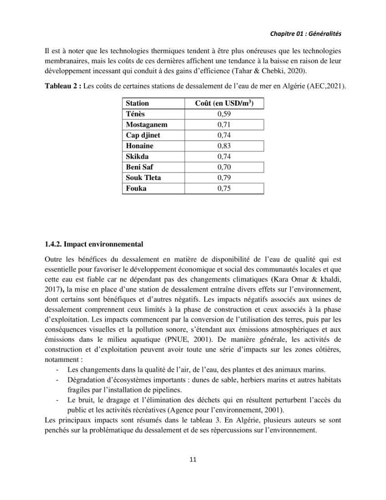 Évaluation de l\'empreinte carbon d\'une station de dessalement de l\'eau de mer de Fouka (Tipaza)
